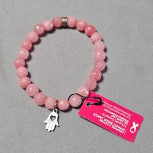 Chavez for Charity Pink Beaded Hamsa Charm Bracelet